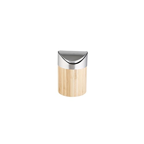 axentia Bonja 116809 Cosmetic Bin Bamboo and Stainless Steel Matt Brushed Swing Lid Bin Small Cosmetics Mini Rubbish Bin with Insert Bathroom Waste Bin 0.8 Litres Silver / Wood Colours 12 x 12 x 16.5 cm 2 axentia Bonja 116809 Cosmetic Bin Bamboo and Stainless Steel Matt Brushed Swing Lid Bin Small Cosmetics Mini Rubbish Bin with Insert Bathroom Waste Bin 0.8 Litres Silver / Wood Colours 12 x 12 x 16.5 cm - Image 2