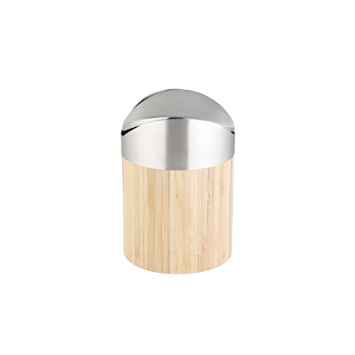 axentia Bonja 116809 Cosmetic Bin Bamboo and Stainless Steel Matt Brushed Swing Lid Bin Small Cosmetics Mini Rubbish Bin with Insert Bathroom Waste Bin 0.8 Litres Silver / Wood Colours 12 x 12 x 16.5 cm 3 axentia Bonja 116809 Cosmetic Bin Bamboo and Stainless Steel Matt Brushed Swing Lid Bin Small Cosmetics Mini Rubbish Bin with Insert Bathroom Waste Bin 0.8 Litres Silver / Wood Colours 12 x 12 x 16.5 cm - Image 3