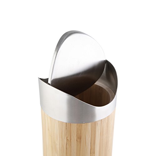 axentia Bonja 116809 Cosmetic Bin Bamboo and Stainless Steel Matt Brushed Swing Lid Bin Small Cosmetics Mini Rubbish Bin with Insert Bathroom Waste Bin 0.8 Litres Silver / Wood Colours 12 x 12 x 16.5 cm 5 axentia Bonja 116809 Cosmetic Bin Bamboo and Stainless Steel Matt Brushed Swing Lid Bin Small Cosmetics Mini Rubbish Bin with Insert Bathroom Waste Bin 0.8 Litres Silver / Wood Colours 12 x 12 x 16.5 cm - Image 5