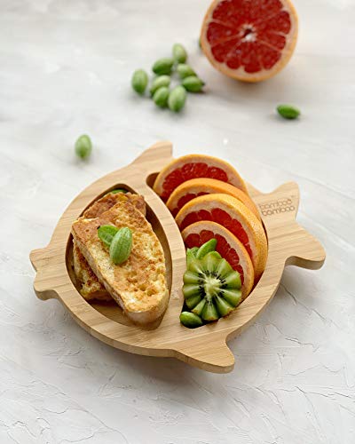 bamboo bamboo Baby and Toddler Plate for Feeding and Weaning with Secure Suction for Babies from 6 Months (Fish, Orange) 2 bamboo bamboo Baby and Toddler Plate for Feeding and Weaning with Secure Suction for Babies from 6 Months (Fish, Orange) - Image 2