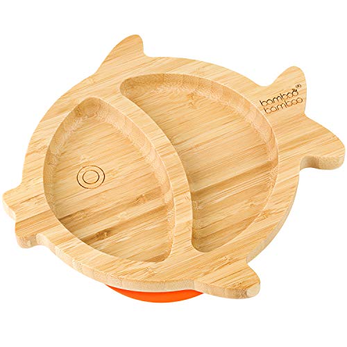 bamboo bamboo Baby and Toddler Plate for Feeding and Weaning with Secure Suction for Babies from 6 Months (Fish, Orange) 1 bamboo bamboo Baby and Toddler Plate for Feeding and Weaning with Secure Suction for Babies from 6 Months (Fish, Orange)
