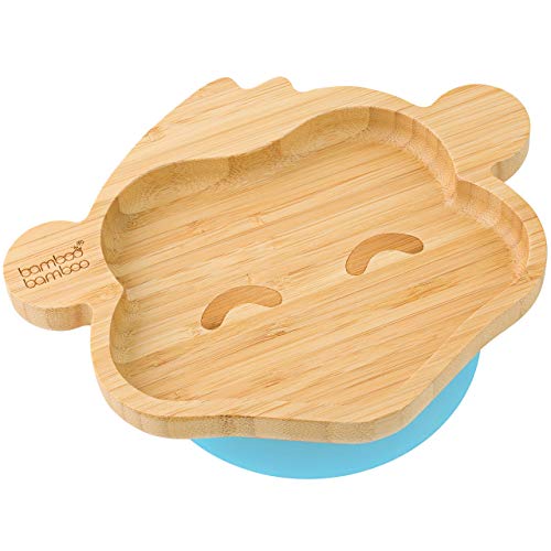 bamboo bamboo Baby and Toddler Plate with Suction for Feeding and Weaning, Bamboo Monkey Plate with Secure Suction for Babies from 6 Months (Monkey, Blue) 1 bamboo bamboo Baby and Toddler Plate with Suction for Feeding and Weaning, Bamboo Monkey Plate with Secure Suction for Babies from 6 Months (Monkey, Blue)