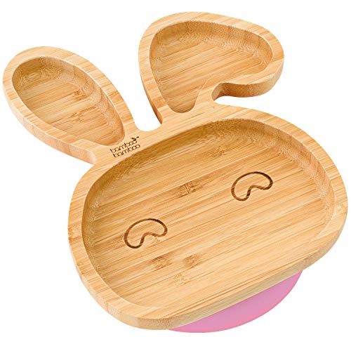 bamboo bamboo Baby and Toddler Plate with Suction Cup for Feeding and Weaning, Bunny Shaped Bamboo Plates with Secure Suction for Babies from 6 Months (Bunny, Pink) 1 bamboo bamboo Baby and Toddler Plate with Suction Cup for Feeding and Weaning, Bunny Shaped Bamboo Plates with Secure Suction for Babies from 6 Months (Bunny, Pink)