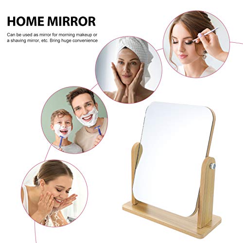 Healifty Portable Lighted Makeup Mirror Wooden Tabletop Makeup Mirror Vanity Table Stand Mirror Swivel Bamboo Mirror for… 4 Healifty Portable Lighted Makeup Mirror Wooden Tabletop Makeup Mirror Vanity Table Stand Mirror Swivel Bamboo Mirror for… - Image 4