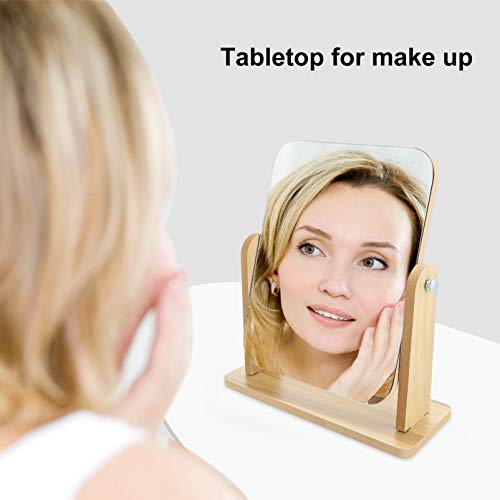 Healifty Portable Lighted Makeup Mirror Wooden Tabletop Makeup Mirror Vanity Table Stand Mirror Swivel Bamboo Mirror for… 5 Healifty Portable Lighted Makeup Mirror Wooden Tabletop Makeup Mirror Vanity Table Stand Mirror Swivel Bamboo Mirror for… - Image 5