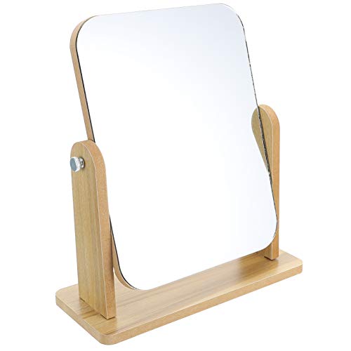 Healifty Portable Lighted Makeup Mirror Wooden Tabletop Makeup Mirror Vanity Table Stand Mirror Swivel Bamboo Mirror for… 1 Healifty Portable Lighted Makeup Mirror Wooden Tabletop Makeup Mirror Vanity Table Stand Mirror Swivel Bamboo Mirror for…