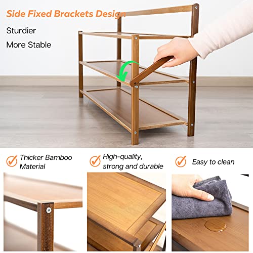 hi-home Shoe Rack Small 3 Tier, Bamboo Shoe Storage Installation-free Multi-function Shoe Stand, Folding Shoe Shelf for Hallway Entryway and Small Narrow Spaces, About 6-9 Pairs, 50x45x23.8CM 5 hi-home Shoe Rack Small 3 Tier, Bamboo Shoe Storage Installation-free Multi-function Shoe Stand, Folding Shoe Shelf for Hallway Entryway and Small Narrow Spaces, About 6-9 Pairs, 50x45x23.8CM - Image 5