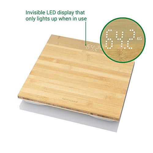 medisana PS 440 digital bamboo personal scale up to 180 kg / 396 lb, bathroom scales with automatic switch-off and invisible LED display 4 medisana PS 440 digital bamboo personal scale up to 180 kg / 396 lb, bathroom scales with automatic switch-off and invisible LED display - Image 4