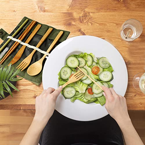nuoshen Bamboo Cutlery Set, Reusable Bamboo Utensils Set Eco Friendly Travel Tableware Set 2 nuoshen Bamboo Cutlery Set, Reusable Bamboo Utensils Set Eco Friendly Travel Tableware Set - Image 2
