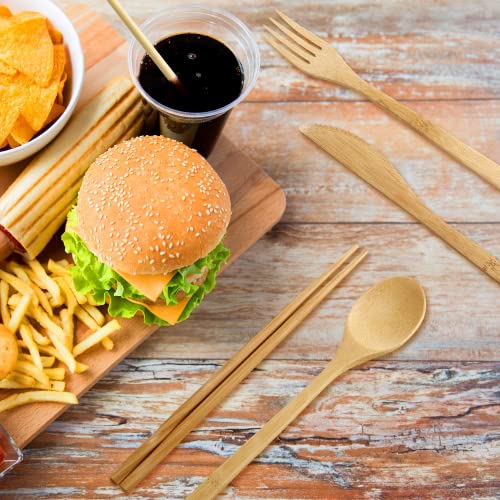 nuoshen Bamboo Cutlery Set, Reusable Bamboo Utensils Set Eco Friendly Travel Tableware Set 3 nuoshen Bamboo Cutlery Set, Reusable Bamboo Utensils Set Eco Friendly Travel Tableware Set - Image 3