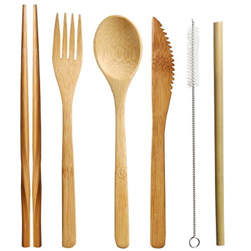 nuoshen Bamboo Cutlery Set, Reusable Bamboo Utensils Set Eco Friendly Travel Tableware Set 4 nuoshen Bamboo Cutlery Set, Reusable Bamboo Utensils Set Eco Friendly Travel Tableware Set - Image 4