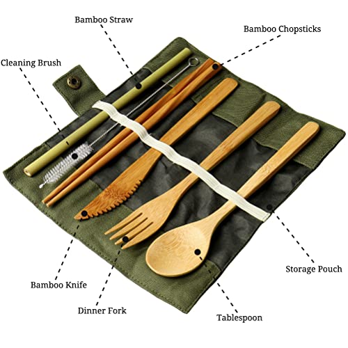 nuoshen Bamboo Cutlery Set, Reusable Bamboo Utensils Set Eco Friendly Travel Tableware Set 5 nuoshen Bamboo Cutlery Set, Reusable Bamboo Utensils Set Eco Friendly Travel Tableware Set - Image 5
