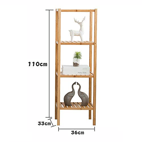 unho Bamboo Bathroom Shelf Free Standing Shelving Unit 4 Tier Narrow Shelf Storage Unit Kitchen Corner Storage Rack Plant Display Stand for Living Room Balcony Hallway Bedroom Size 36x33x110cm 2 unho Bamboo Bathroom Shelf Free Standing Shelving Unit 4 Tier Narrow Shelf Storage Unit Kitchen Corner Storage Rack Plant Display Stand for Living Room Balcony Hallway Bedroom Size 36x33x110cm - Image 2