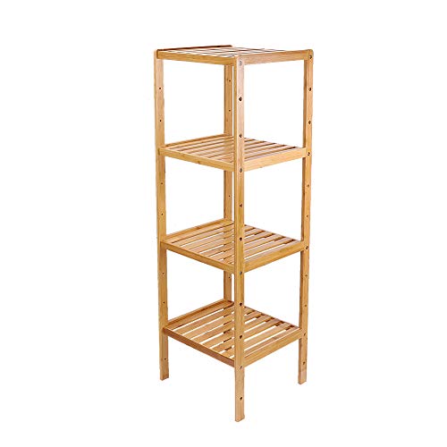 unho Bamboo Bathroom Shelf Free Standing Shelving Unit 4 Tier Narrow