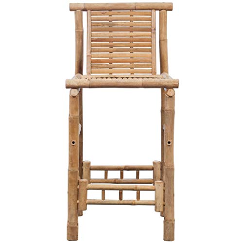 vidaXL Bamboo Bar Stools 2 pcs - Brown Bar Stools with backrest and 70cm Seat Height for Kitchen, Dining Room - Scandinavian, Farmhouse Style Furniture 3 vidaXL Bamboo Bar Stools 2 pcs - Brown Bar Stools with backrest and 70cm Seat Height for Kitchen, Dining Room - Scandinavian, Farmhouse Style Furniture - Image 3