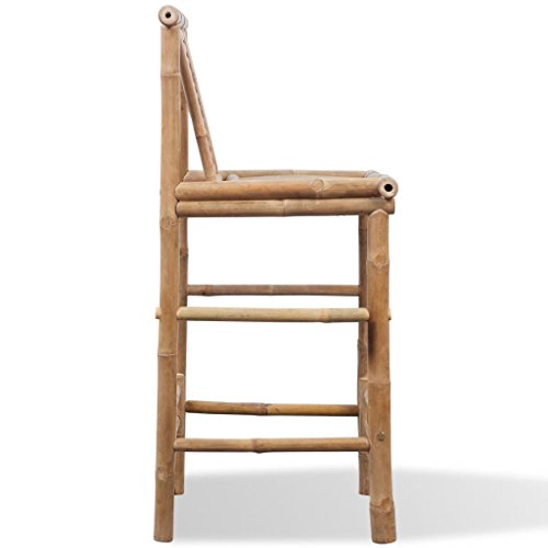 vidaXL Bamboo Bar Stools 2 pcs - Brown Bar Stools with backrest and 70cm Seat Height for Kitchen, Dining Room - Scandinavian, Farmhouse Style Furniture 4 vidaXL Bamboo Bar Stools 2 pcs - Brown Bar Stools with backrest and 70cm Seat Height for Kitchen, Dining Room - Scandinavian, Farmhouse Style Furniture - Image 4