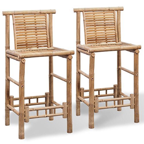 vidaXL Bamboo Bar Stools 2 pcs - Brown Bar Stools with backrest and 70cm Seat Height for Kitchen, Dining Room - Scandinavian, Farmhouse Style Furniture 1 vidaXL Bamboo Bar Stools 2 pcs - Brown Bar Stools with backrest and 70cm Seat Height for Kitchen, Dining Room - Scandinavian, Farmhouse Style Furniture