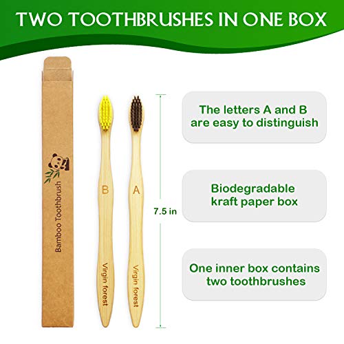 10 Pcs Bamboo Toothbrush with Coloured Soft Bristles Eco Friendly Biodegradable Organic Natural Wood Toothbrush for Sensitive Gums 4 10 Pcs Bamboo Toothbrush with Coloured Soft Bristles Eco Friendly Biodegradable Organic Natural Wood Toothbrush for Sensitive Gums - Image 4