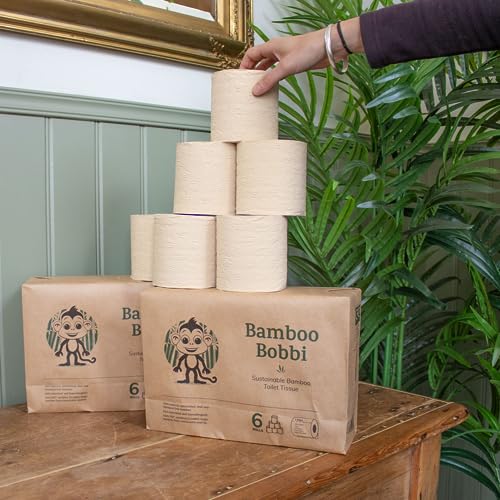 Bamboo Bobbi Eco Bamboo Toilet Paper, Unbleached Bamboo Toilet Roll