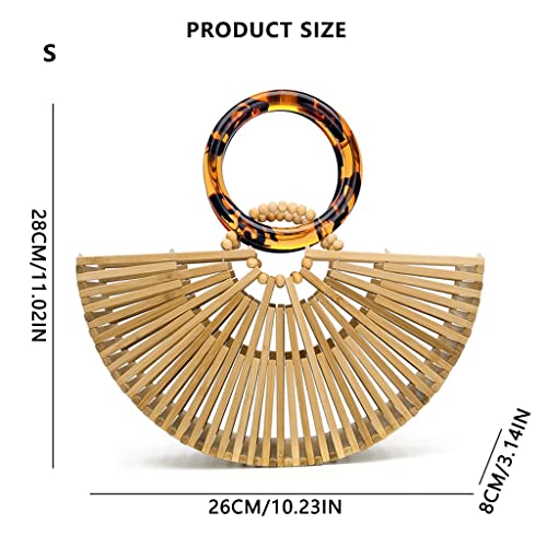 Bamboo Woven Bag Acrylic Handbag Hollow Bag Retro Beach Bag Amber Handle Bamboo Bag Banquet Bag Large Capacity Handbag Women (Color : 01, Size : Small) 2 Bamboo Woven Bag Acrylic Handbag Hollow Bag Retro Beach Bag Amber Handle Bamboo Bag Banquet Bag Large Capacity Handbag Women (Color : 01, Size : Small) - Image 2