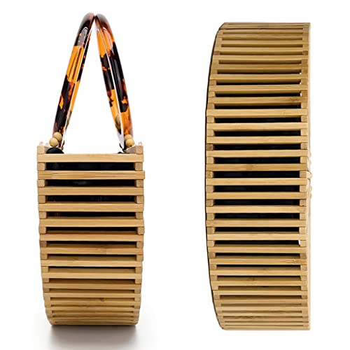 Bamboo Woven Bag Acrylic Handbag Hollow Bag Retro Beach Bag Amber Handle Bamboo Bag Banquet Bag Large Capacity Handbag Women (Color : 01, Size : Small) 7 Bamboo Woven Bag Acrylic Handbag Hollow Bag Retro Beach Bag Amber Handle Bamboo Bag Banquet Bag Large Capacity Handbag Women (Color : 01, Size : Small) - Image 7