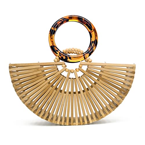 Bamboo Woven Bag Acrylic Handbag Hollow Bag Retro Beach Bag Amber Handle Bamboo Bag Banquet Bag Large Capacity Handbag Women (Color : 01, Size : Small) 1 Bamboo Woven Bag Acrylic Handbag Hollow Bag Retro Beach Bag Amber Handle Bamboo Bag Banquet Bag Large Capacity Handbag Women (Color : 01, Size : Small)