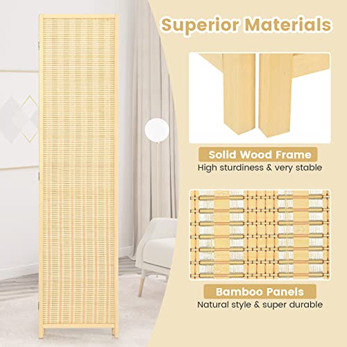CASART 4 Panel Room Divider, Freestanding Folding Privacy Screen, 181 x 180cm Bamboo Portable Partition Screens for Home Office Bedroom Living Room 2 CASART 4 Panel Room Divider, Freestanding Folding Privacy Screen, 181 x 180cm Bamboo Portable Partition Screens for Home Office Bedroom Living Room - Image 2
