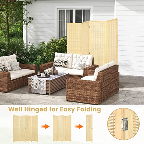 CASART 4 Panel Room Divider, Freestanding Folding Privacy Screen, 181 x 180cm Bamboo Portable Partition Screens for Home Office Bedroom Living Room 3 CASART 4 Panel Room Divider, Freestanding Folding Privacy Screen, 181 x 180cm Bamboo Portable Partition Screens for Home Office Bedroom Living Room - Image 3