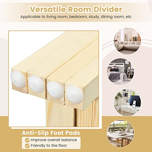 CASART 4 Panel Room Divider, Freestanding Folding Privacy Screen, 181 x 180cm Bamboo Portable Partition Screens for Home Office Bedroom Living Room 4 CASART 4 Panel Room Divider, Freestanding Folding Privacy Screen, 181 x 180cm Bamboo Portable Partition Screens for Home Office Bedroom Living Room - Image 4