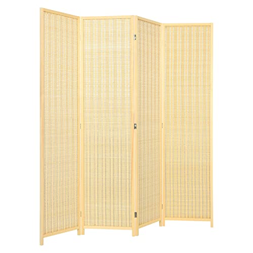 CASART 4 Panel Room Divider, Freestanding Folding Privacy Screen, 181 x 180cm Bamboo Portable Partition Screens for Home Office Bedroom Living Room 1 CASART 4 Panel Room Divider, Freestanding Folding Privacy Screen, 181 x 180cm Bamboo Portable Partition Screens for Home Office Bedroom Living Room