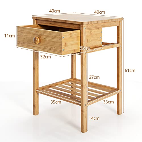 CASART Bedside Table, Bamboo Nightstand Tables with Drawer & Open Shelf, Natural Sofa End Tables Accent Side Tables for Living Room Bedroom Office (1) 6 CASART Bedside Table, Bamboo Nightstand Tables with Drawer & Open Shelf, Natural Sofa End Tables Accent Side Tables for Living Room Bedroom Office (1) - Image 6