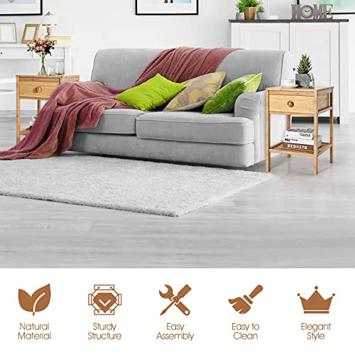 CASART Bedside Table, Bamboo Nightstand Tables with Drawer & Open Shelf, Natural Sofa End Tables Accent Side Tables for Living Room Bedroom Office (1) 7 CASART Bedside Table, Bamboo Nightstand Tables with Drawer & Open Shelf, Natural Sofa End Tables Accent Side Tables for Living Room Bedroom Office (1) - Image 7