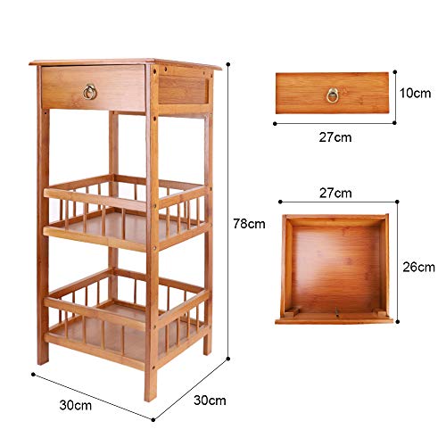 FATIVO End Table Living Room Bedside Table 2-Tier Square Nightstand with Drawer Sturdy Bamboo Sofa End Tables Indoor Plant Display Decoration for Bedroom,Balcony Corner 3 FATIVO End Table Living Room Bedside Table 2-Tier Square Nightstand with Drawer Sturdy Bamboo Sofa End Tables Indoor Plant Display Decoration for Bedroom,Balcony Corner - Image 3