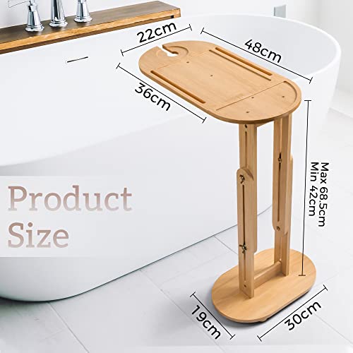 Foldable Bathtub Tray, Bamboo Bathtub Tray Table with Wine Glass and Phone Holder, Height Adjustable, Waterproof Bath Caddy Tray for Luxury Bath, Home Organizer for Sofa, Bed, Table. 6 Foldable Bathtub Tray, Bamboo Bathtub Tray Table with Wine Glass and Phone Holder, Height Adjustable, Waterproof Bath Caddy Tray for Luxury Bath, Home Organizer for Sofa, Bed, Table. - Image 6