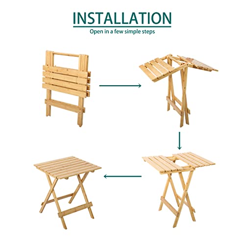 HOMECALL Bamboo Camping Table Picnic Table Small Balcony Table Garden Table Square for Patio,Kitchen,BBQ 5 HOMECALL Bamboo Camping Table Picnic Table Small Balcony Table Garden Table Square for Patio,Kitchen,BBQ - Image 5