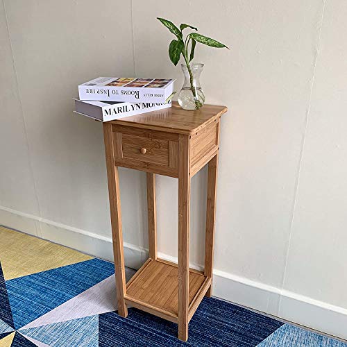 HYGRAD Bamboo Tall Side Bedroom Living Room End Table with drawer & lower shelf 5 HYGRAD Bamboo Tall Side Bedroom Living Room End Table with drawer & lower shelf - Image 5