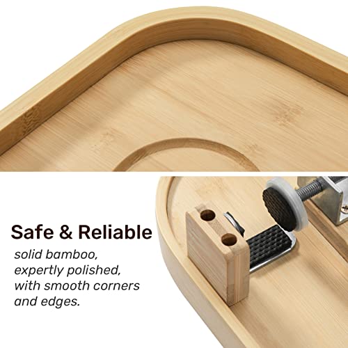 HollyHOME Bedside Shelf Bamboo Small Bedside Table Tray Round Corner Clip-on Hanging Table for Chair Dorm Bed, Natural 2 HollyHOME Bedside Shelf Bamboo Small Bedside Table Tray Round Corner Clip-on Hanging Table for Chair Dorm Bed, Natural - Image 2
