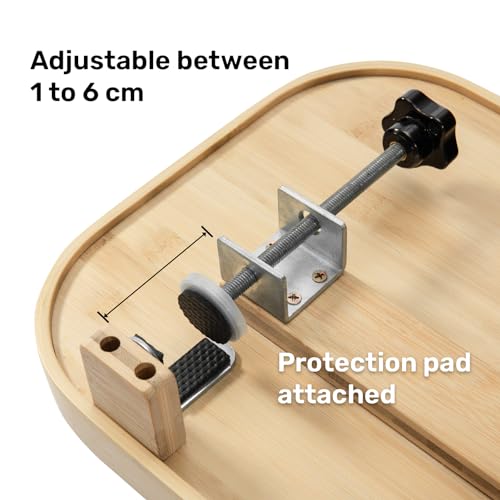 HollyHOME Bedside Shelf Bamboo Small Bedside Table Tray Round Corner Clip-on Hanging Table for Chair Dorm Bed, Natural 3 HollyHOME Bedside Shelf Bamboo Small Bedside Table Tray Round Corner Clip-on Hanging Table for Chair Dorm Bed, Natural - Image 3