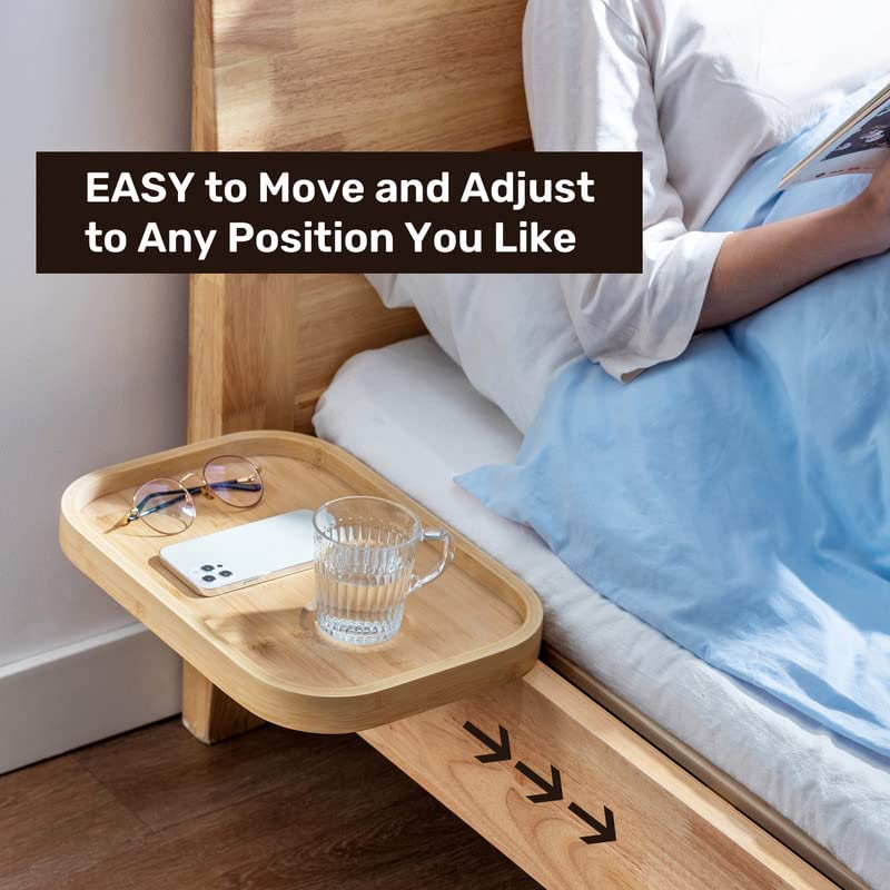 HollyHOME Bedside Shelf Bamboo Small Bedside Table Tray Round Corner Clip-on Hanging Table for Chair Dorm Bed, Natural 4 HollyHOME Bedside Shelf Bamboo Small Bedside Table Tray Round Corner Clip-on Hanging Table for Chair Dorm Bed, Natural - Image 4