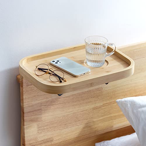 HollyHOME Bedside Shelf Bamboo Small Bedside Table Tray Round Corner Clip-on Hanging Table for Chair Dorm Bed, Natural 7 HollyHOME Bedside Shelf Bamboo Small Bedside Table Tray Round Corner Clip-on Hanging Table for Chair Dorm Bed, Natural - Image 7