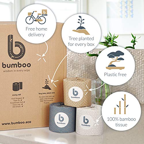Bumboo Bamboo Toilet Roll 24 Pack | Wrapped Toilet Paper 3 ply, 300 Sheets | Eco Friendly Toilet Paper | Plastic-Free, Soft, Strong, Sustainable & Biodegradable Toilet Tissue 3 Bumboo Bamboo Toilet Roll 24 Pack | Wrapped Toilet Paper 3 ply, 300 Sheets | Eco Friendly Toilet Paper | Plastic-Free, Soft, Strong, Sustainable & Biodegradable Toilet Tissue - Image 3
