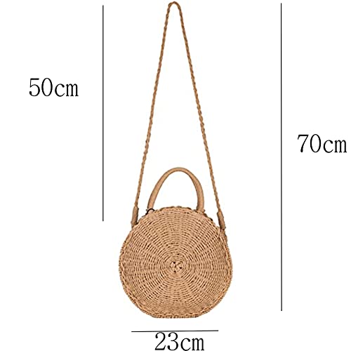 MAOYUTOU Straw Vintage Bamboo Bag Handbag Women's Woven Bag Summer Beach Bag Round Boho Bag Women Travel Holiday Leisure Braided Bag, brown, 1 2 MAOYUTOU Straw Vintage Bamboo Bag Handbag Women's Woven Bag Summer Beach Bag Round Boho Bag Women Travel Holiday Leisure Braided Bag, brown, 1 - Image 2