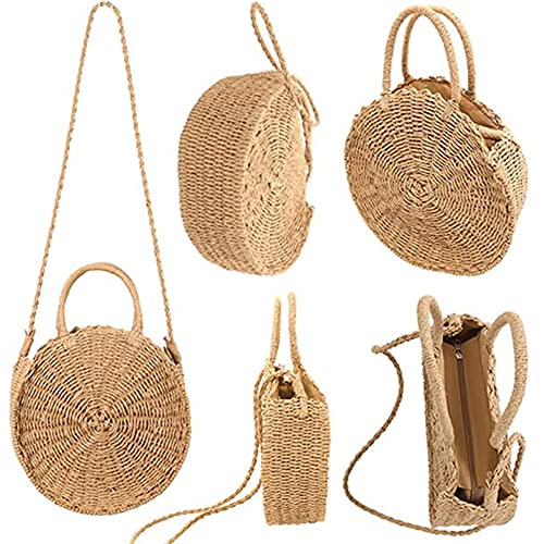 MAOYUTOU Straw Vintage Bamboo Bag Handbag Women's Woven Bag Summer Beach Bag Round Boho Bag Women Travel Holiday Leisure Braided Bag, brown, 1 3 MAOYUTOU Straw Vintage Bamboo Bag Handbag Women's Woven Bag Summer Beach Bag Round Boho Bag Women Travel Holiday Leisure Braided Bag, brown, 1 - Image 3
