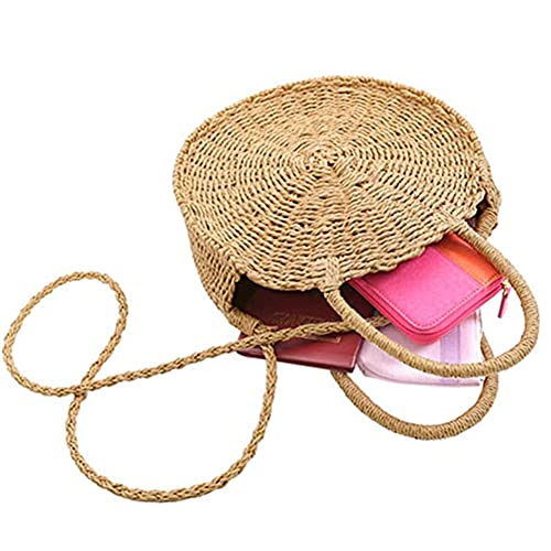 MAOYUTOU Straw Vintage Bamboo Bag Handbag Women's Woven Bag Summer Beach Bag Round Boho Bag Women Travel Holiday Leisure Braided Bag, brown, 1 4 MAOYUTOU Straw Vintage Bamboo Bag Handbag Women's Woven Bag Summer Beach Bag Round Boho Bag Women Travel Holiday Leisure Braided Bag, brown, 1 - Image 4