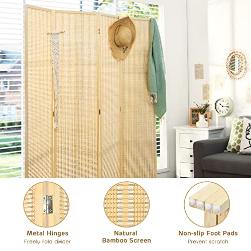 Multigot Folding Room Dividers, 4 Panel Bamboo Privacy Screen, Portable Partition Wall for Bedroom Living Room Office 3 Multigot Folding Room Dividers, 4 Panel Bamboo Privacy Screen, Portable Partition Wall for Bedroom Living Room Office - Image 3