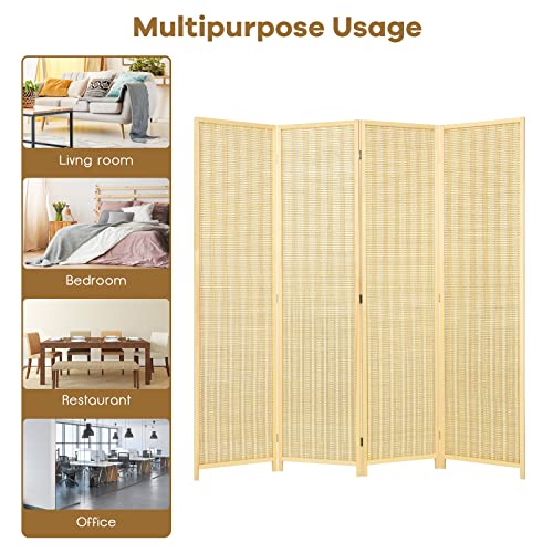Multigot Folding Room Dividers, 4 Panel Bamboo Privacy Screen, Portable Partition Wall for Bedroom Living Room Office 4 Multigot Folding Room Dividers, 4 Panel Bamboo Privacy Screen, Portable Partition Wall for Bedroom Living Room Office - Image 4