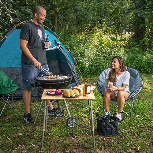 Navaris Wooden Folding Table - Bamboo Height Adjustable, Foldable Camping Table for Outdoors, Picnics with Telescopic Aluminium Legs 2 Navaris Wooden Folding Table - Bamboo Height Adjustable, Foldable Camping Table for Outdoors, Picnics with Telescopic Aluminium Legs - Image 2