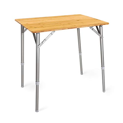 Navaris Wooden Folding Table - Bamboo Height Adjustable, Foldable Camping Table for Outdoors, Picnics with Telescopic Aluminium Legs 1 Navaris Wooden Folding Table - Bamboo Height Adjustable, Foldable Camping Table for Outdoors, Picnics with Telescopic Aluminium Legs
