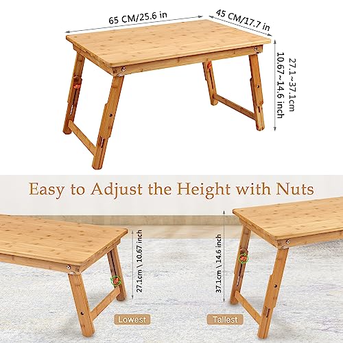 Large Laptop Tray Desk Nnewvante 65x45cm Bamboo Floor Desk Low Table Bed Tray Table,Foldable Adjustable Study Writing Gaming Breakfast Serving Floor Table Support 18in Laptop w' 4 Leg Lock 2 Large Laptop Tray Desk Nnewvante 65x45cm Bamboo Floor Desk Low Table Bed Tray Table,Foldable Adjustable Study Writing Gaming Breakfast Serving Floor Table Support 18in Laptop w' 4 Leg Lock - Image 2