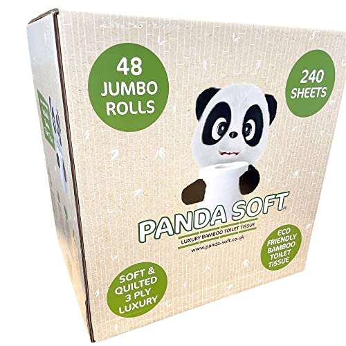 Panda Soft - 48 x 240 Sheet - Bamboo Toilet Rolls - 3 Ply - Plastic Free Packaging - 100% FSC 2 Panda Soft - 48 x 240 Sheet - Bamboo Toilet Rolls - 3 Ply - Plastic Free Packaging - 100% FSC - Image 2